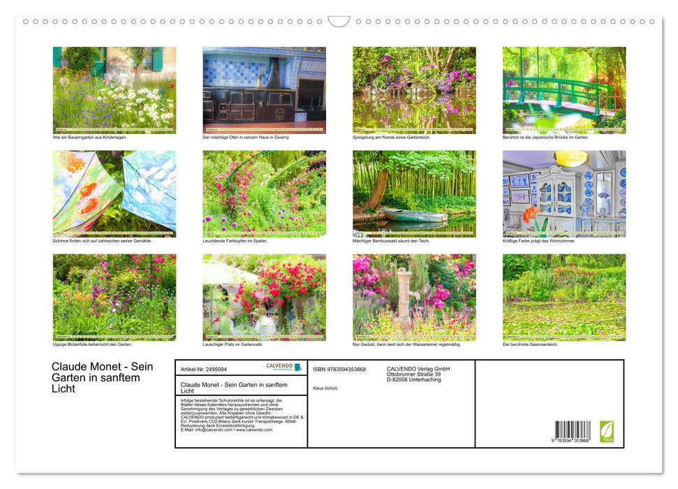 Claude Monet - Sein Garten in sanftem Licht (CALVENDO Wandkalender 2027)