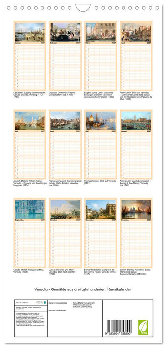 Venedig - Gemälde aus drei Jahrhunderten. Kunstkalender (CALVENDO Familienplaner 2027)