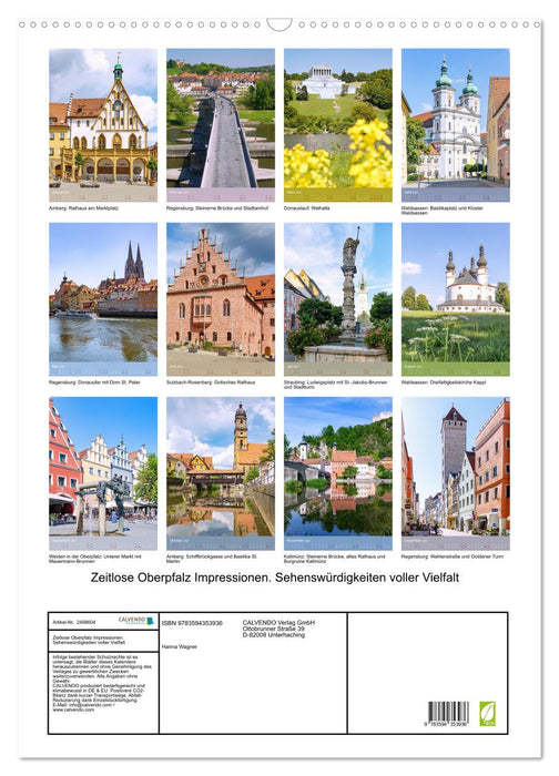 Zeitlose Oberpfalz Impressionen. Sehenswürdigkeiten voller Vielfalt (CALVENDO Wandkalender 2027)