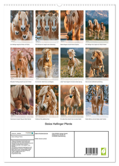 Stolze Haflinger Pferde (CALVENDO Premium Wandkalender 2027)