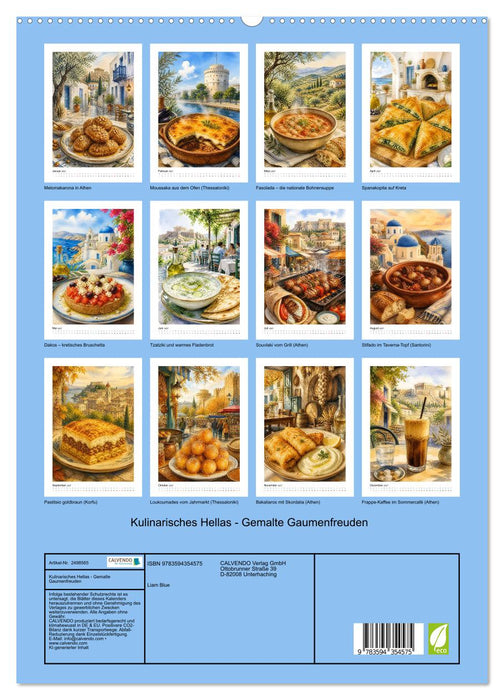 Kulinarisches Hellas - Gemalte Gaumenfreuden (CALVENDO Premium Wandkalender 2027)