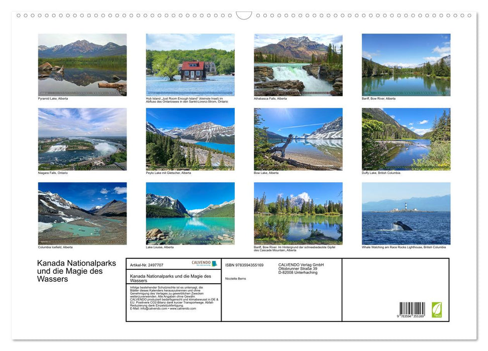 Kanada Nationalparks und die Magie des Wassers (CALVENDO Wandkalender 2027)