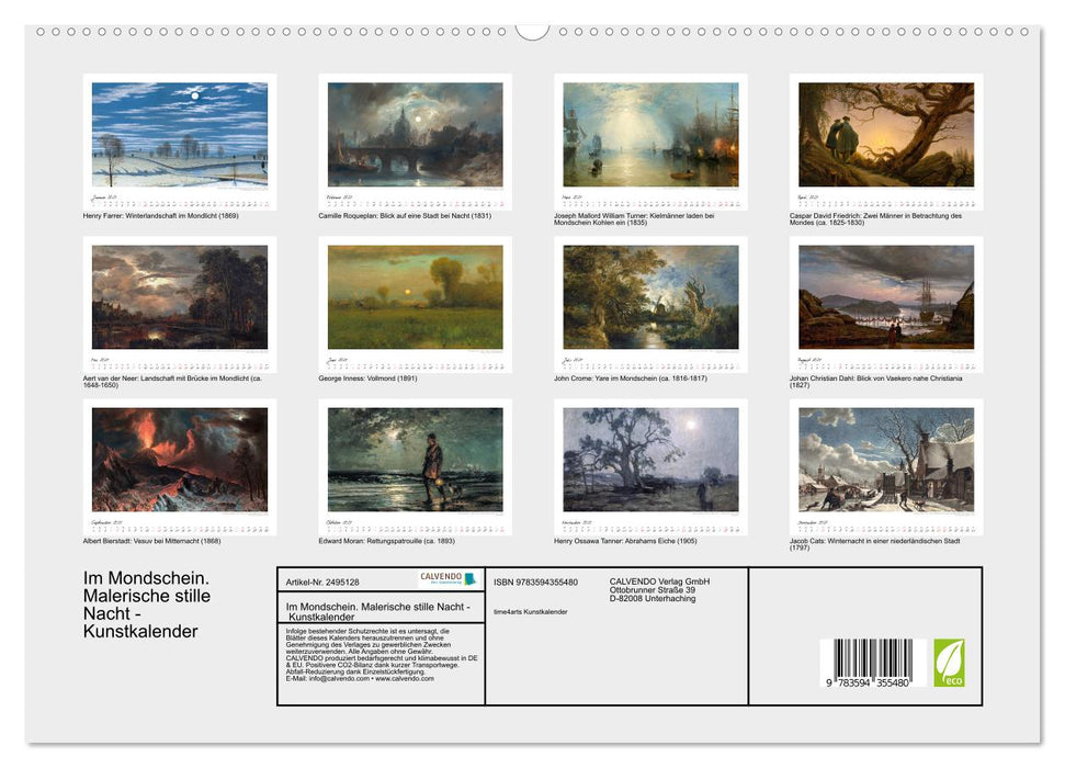 Im Mondschein. Malerische stille Nacht - Kunstkalender (CALVENDO Premium Wandkalender 2027)