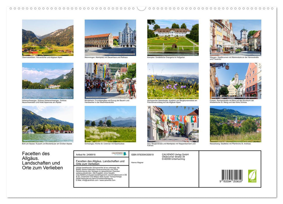 Facetten des Allgäus. Landschaften und Orte zum Verlieben (CALVENDO Premium Wandkalender 2027)
