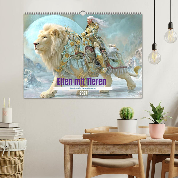 Elfen mit Tieren - Prachtvolle Fantasiewerke (CALVENDO Wandkalender 2027)