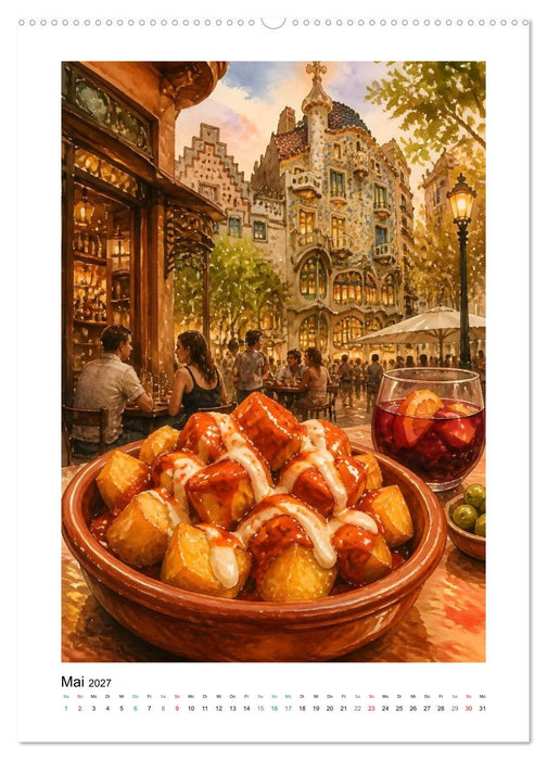 Kulinarisches Iberia - Gemalte Gaumenfreuden (CALVENDO Premium Wandkalender 2027)