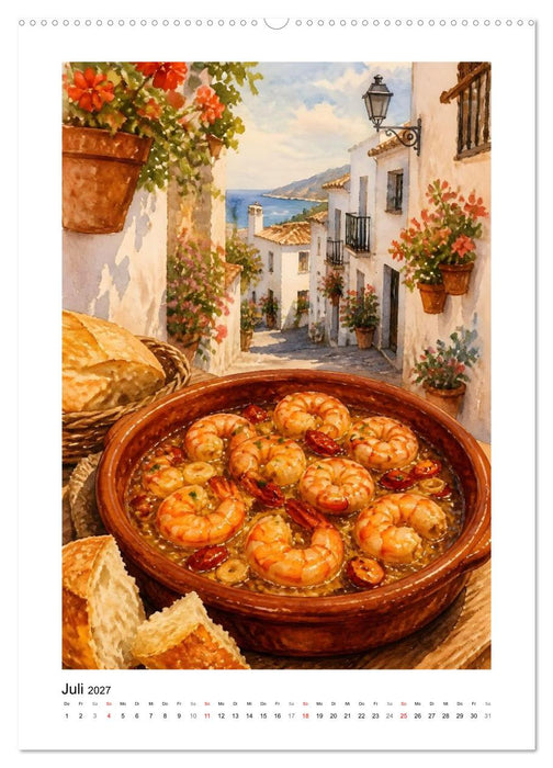 Kulinarisches Iberia - Gemalte Gaumenfreuden (CALVENDO Premium Wandkalender 2027)