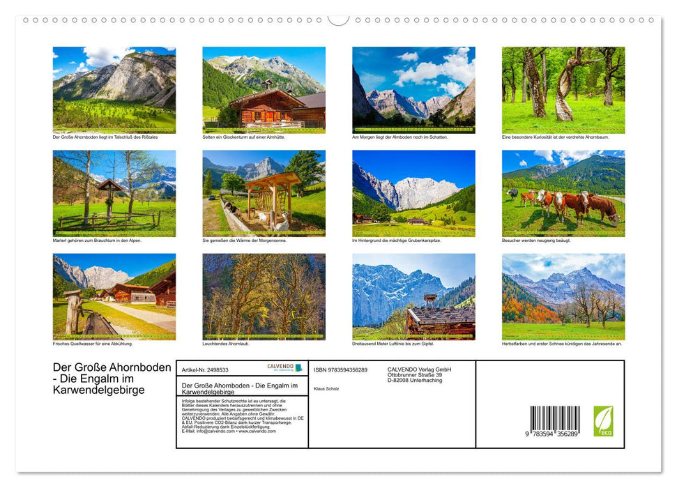 Der Große Ahornboden - Die Engalm im Karwendelgebirge (CALVENDO Premium Wandkalender 2027)