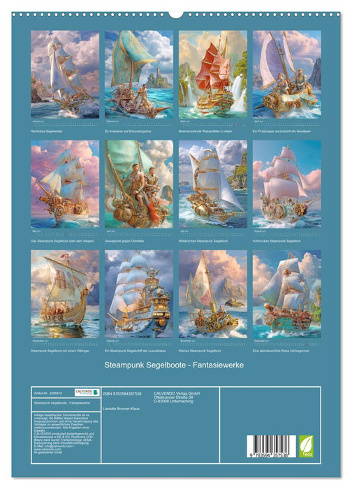 Steampunk Segelboote - Fantasiewerke (CALVENDO Premium Wandkalender 2027)