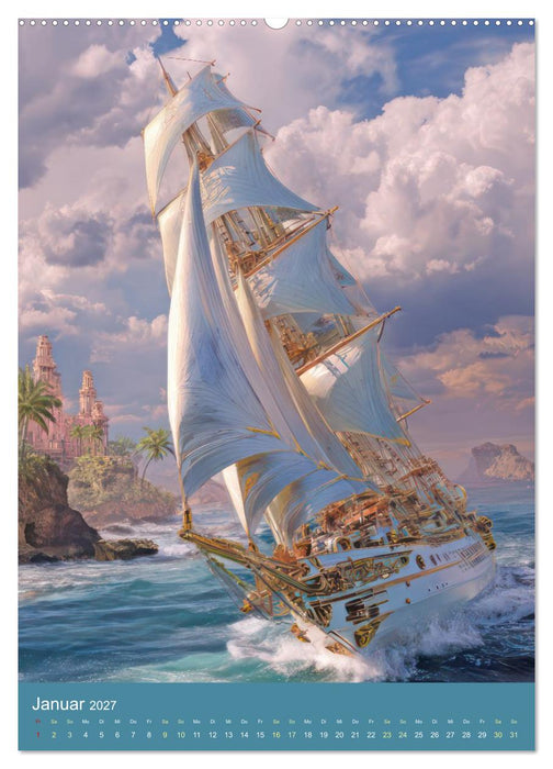 Steampunk Segelboote - Fantasiewerke (CALVENDO Premium Wandkalender 2027)