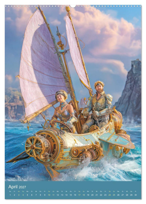 Steampunk Segelboote - Fantasiewerke (CALVENDO Premium Wandkalender 2027)