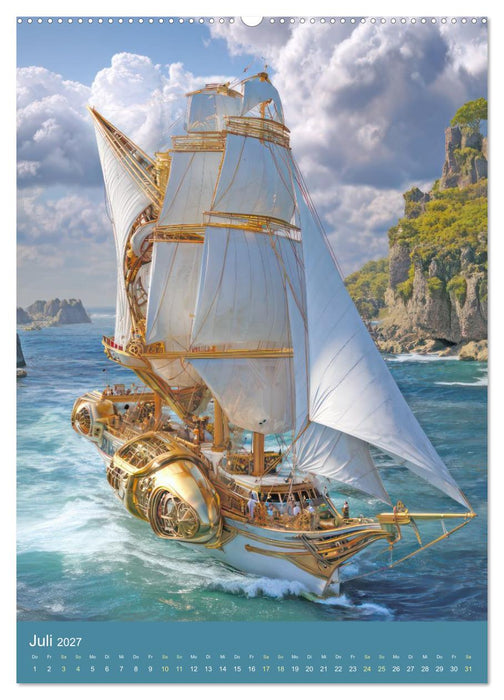 Steampunk Segelboote - Fantasiewerke (CALVENDO Premium Wandkalender 2027)