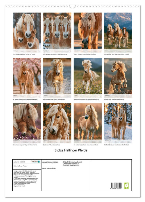 Stolze Haflinger Pferde (CALVENDO Wandkalender 2027)