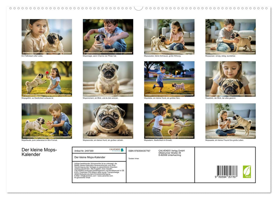 Der kleine Mops-Kalender (CALVENDO Premium Wandkalender 2027)