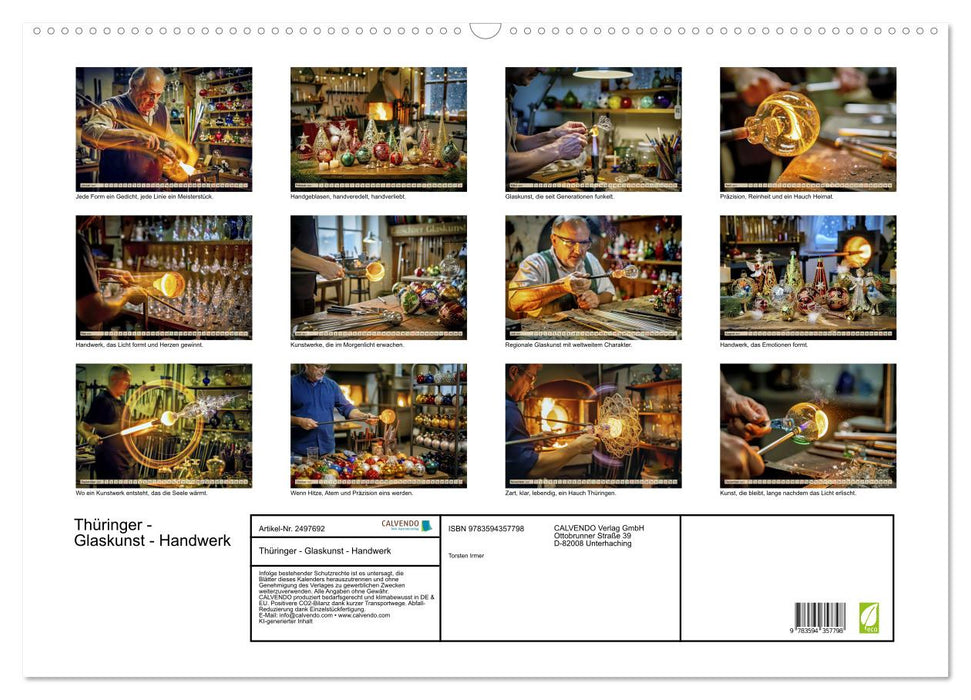 Thüringer - Glaskunst - Handwerk (CALVENDO Wandkalender 2027)