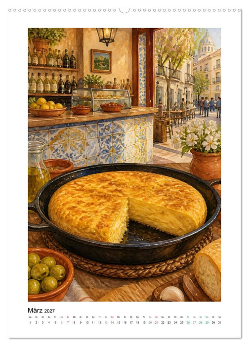 Kulinarisches Iberia - Gemalte Gaumenfreuden (CALVENDO Wandkalender 2027)