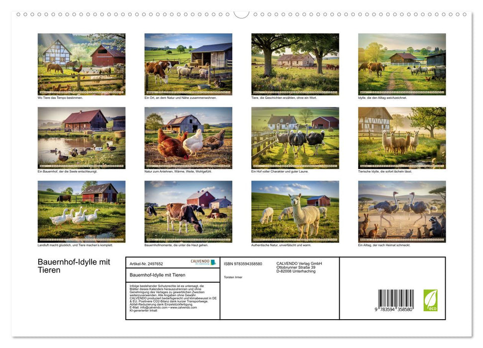 Bauernhof-Idylle mit Tieren (CALVENDO Premium Wandkalender 2027)