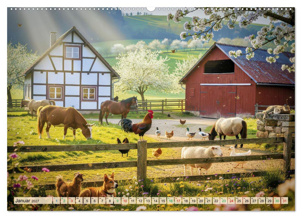 Bauernhof-Idylle mit Tieren (CALVENDO Premium Wandkalender 2027)