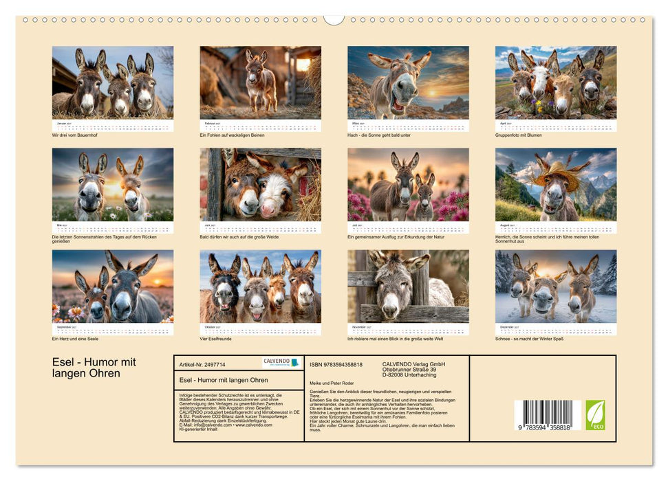 Esel - Humor mit langen Ohren (CALVENDO Premium Wandkalender 2027)