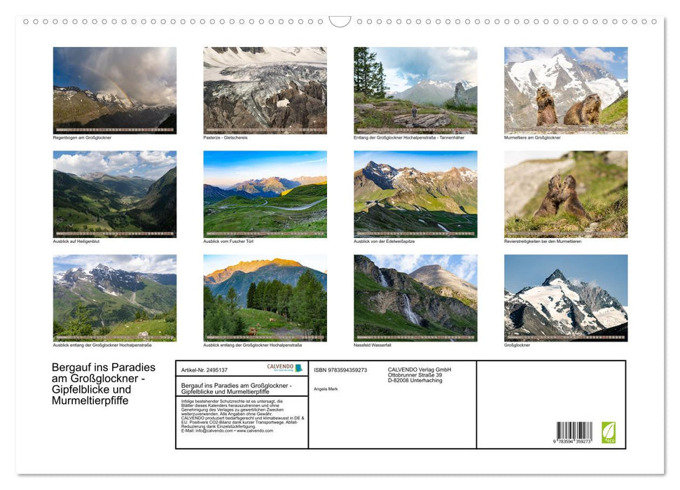 Bergauf ins Paradies am Großglockner - Gipfelblicke und Murmeltierpfiffe (CALVENDO Wandkalender 2027)