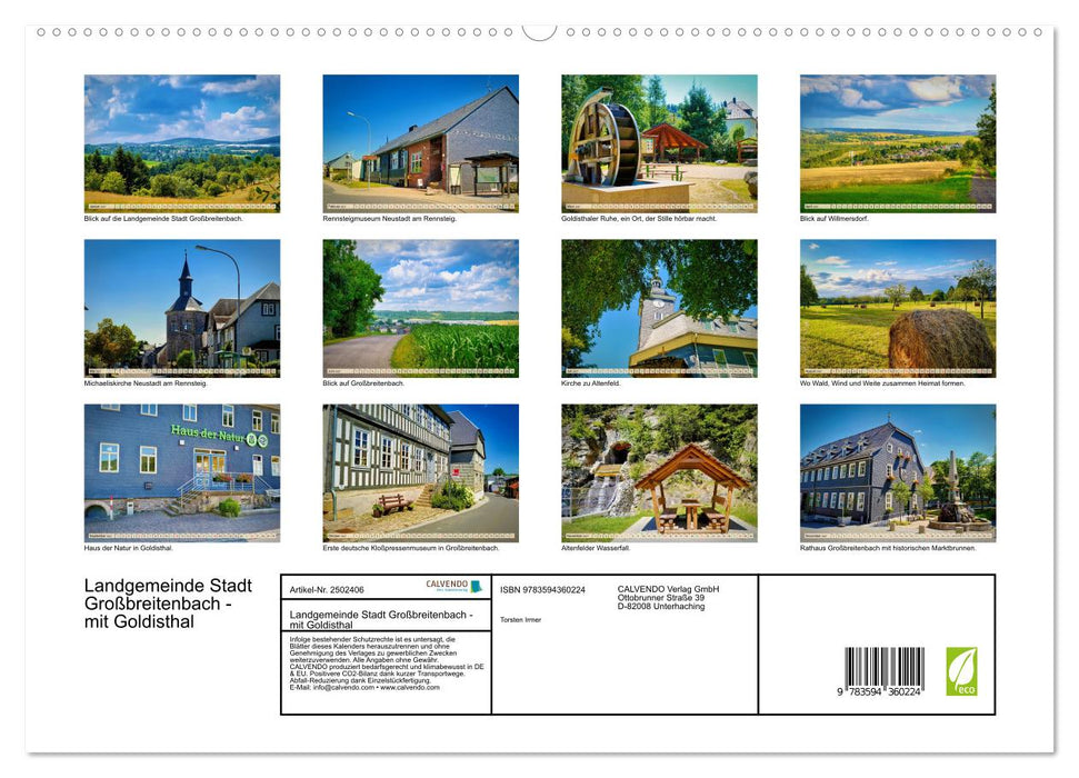 Landgemeinde Stadt Großbreitenbach - mit Goldisthal (CALVENDO Premium Wandkalender 2027)
