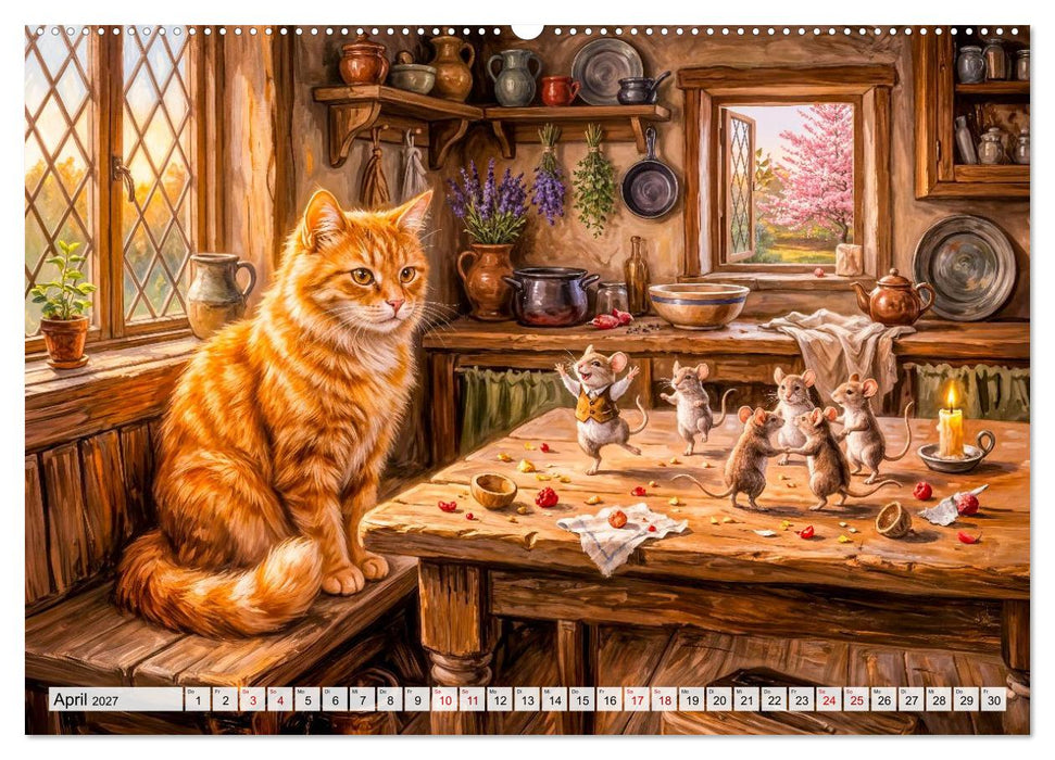 Katze und Mäuse - Humorvolle Tiergeschichten (CALVENDO Premium Wandkalender 2027)