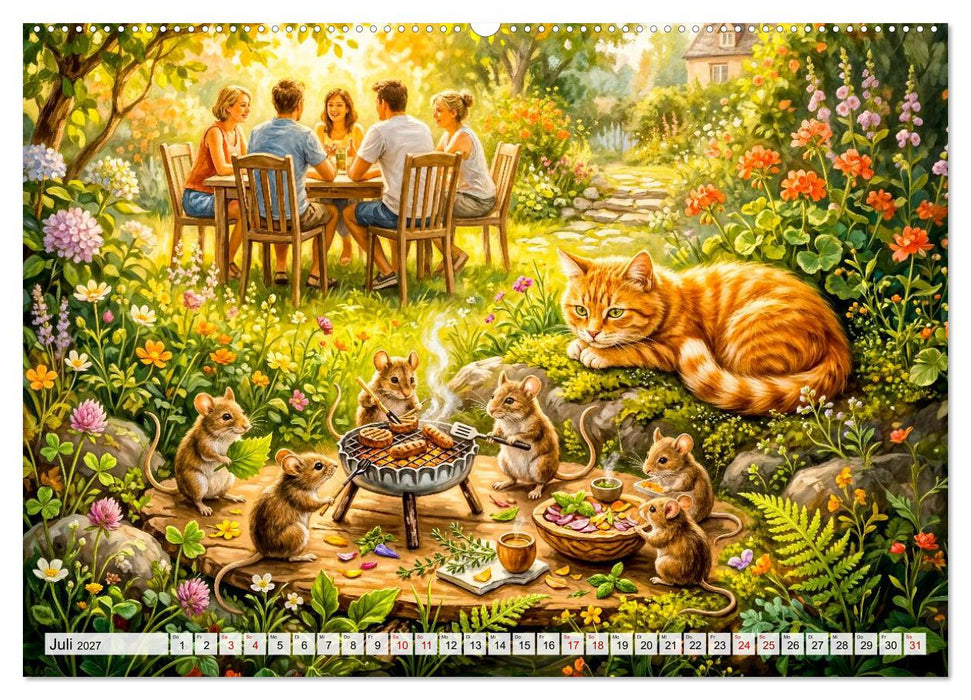 Katze und Mäuse - Humorvolle Tiergeschichten (CALVENDO Premium Wandkalender 2027)