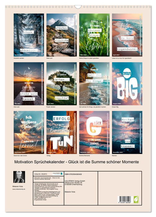 Motivation Sprüchekalender - Glück ist die Summe schöner Momente (CALVENDO Wandkalender 2027)