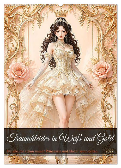 Traumkleider in Weiß und Gold (CALVENDO Wandkalender 2027)