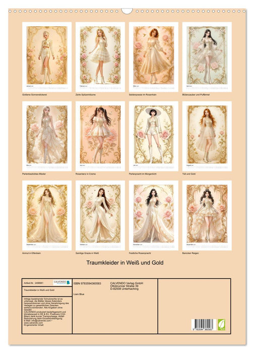 Traumkleider in Weiß und Gold (CALVENDO Wandkalender 2027)