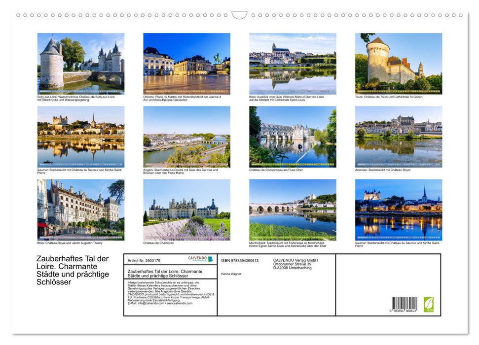 Zauberhaftes Tal der Loire. Charmante Städte und prächtige Schlösser (CALVENDO Wandkalender 2027)