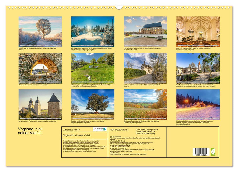 Vogtland in all seiner Vielfalt (CALVENDO Wandkalender 2027)