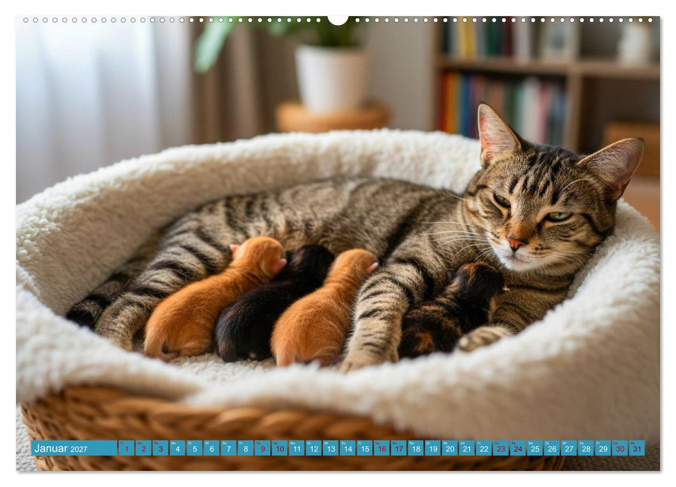 Besuch im Katzenkörbchen (CALVENDO Premium Wandkalender 2027)