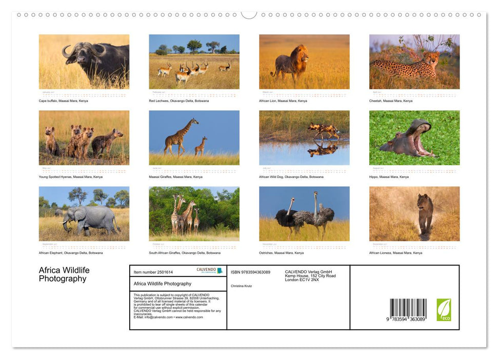 Africa Wildlife Photography (CALVENDO Premium-Calendar 2027)
