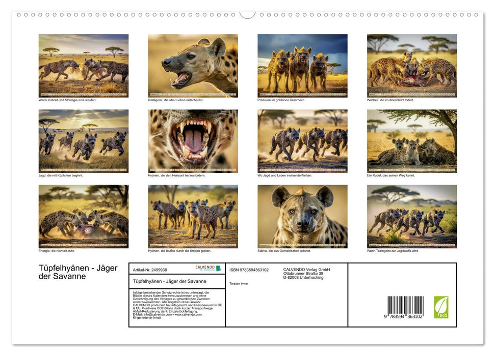 Tüpfelhyänen - Jäger der Savanne (CALVENDO Premium Wandkalender 2027)