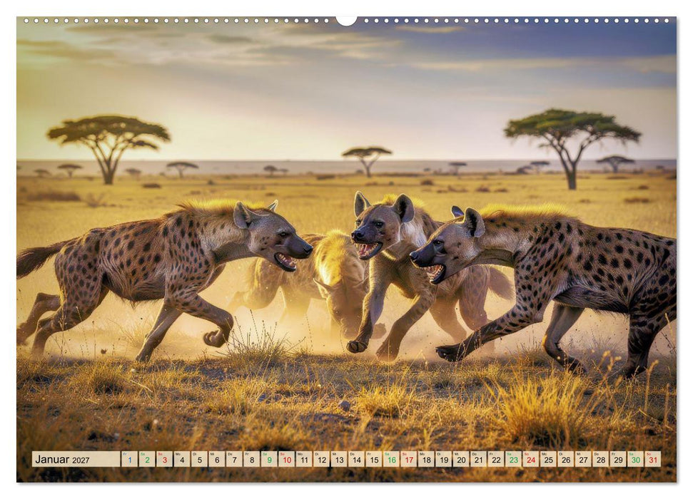 Tüpfelhyänen - Jäger der Savanne (CALVENDO Premium Wandkalender 2027)