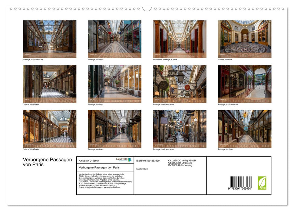 Verborgene Passagen von Paris (CALVENDO Premium Wandkalender 2027)