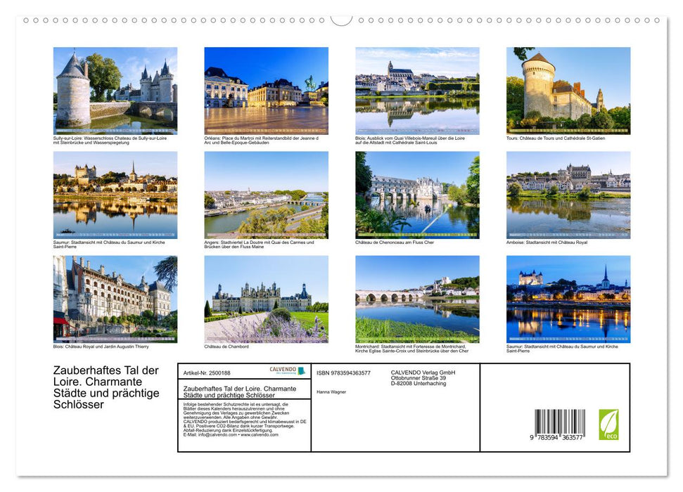 Zauberhaftes Tal der Loire. Charmante Städte und prächtige Schlösser (CALVENDO Premium Wandkalender 2027)