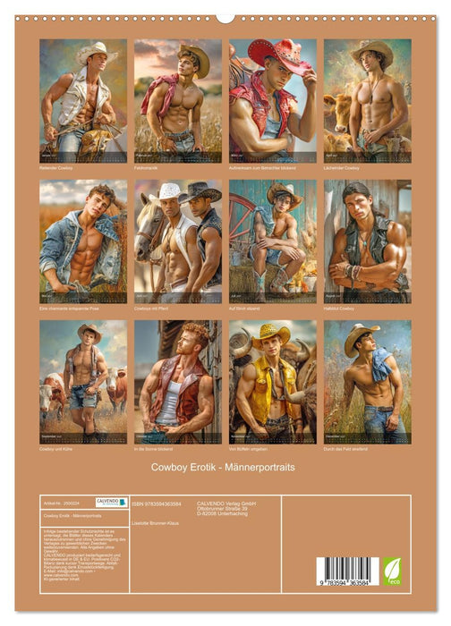 Cowboy Erotik - Männerportraits (CALVENDO Premium Wandkalender 2027)