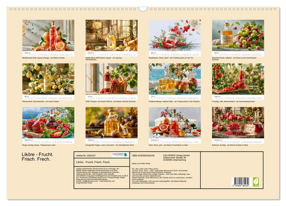 Liköre - Frucht. Frisch. Frech. (CALVENDO Wandkalender 2027)