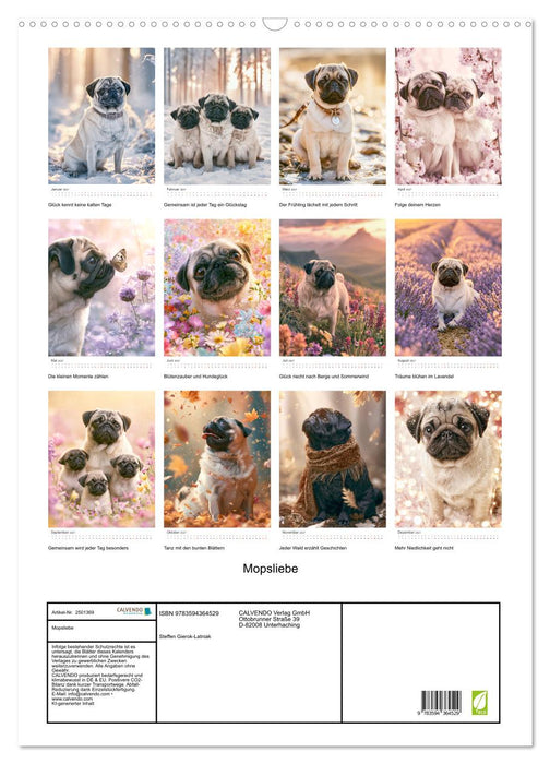 Mopsliebe (CALVENDO Wandkalender 2027)
