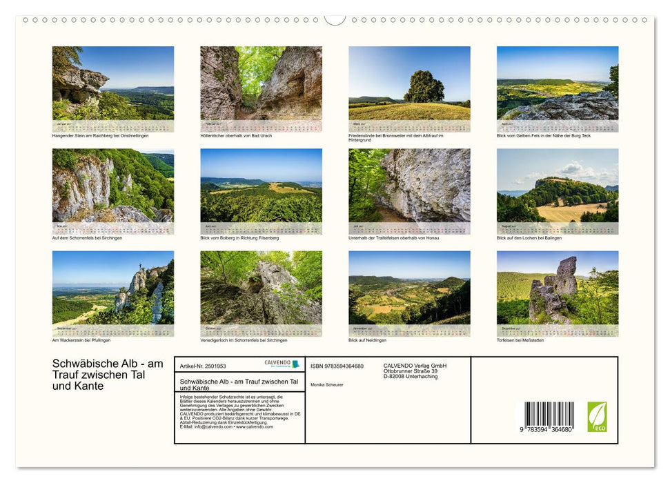 Schwäbische Alb - am Trauf zwischen Tal und Kante (CALVENDO Premium Wandkalender 2027)
