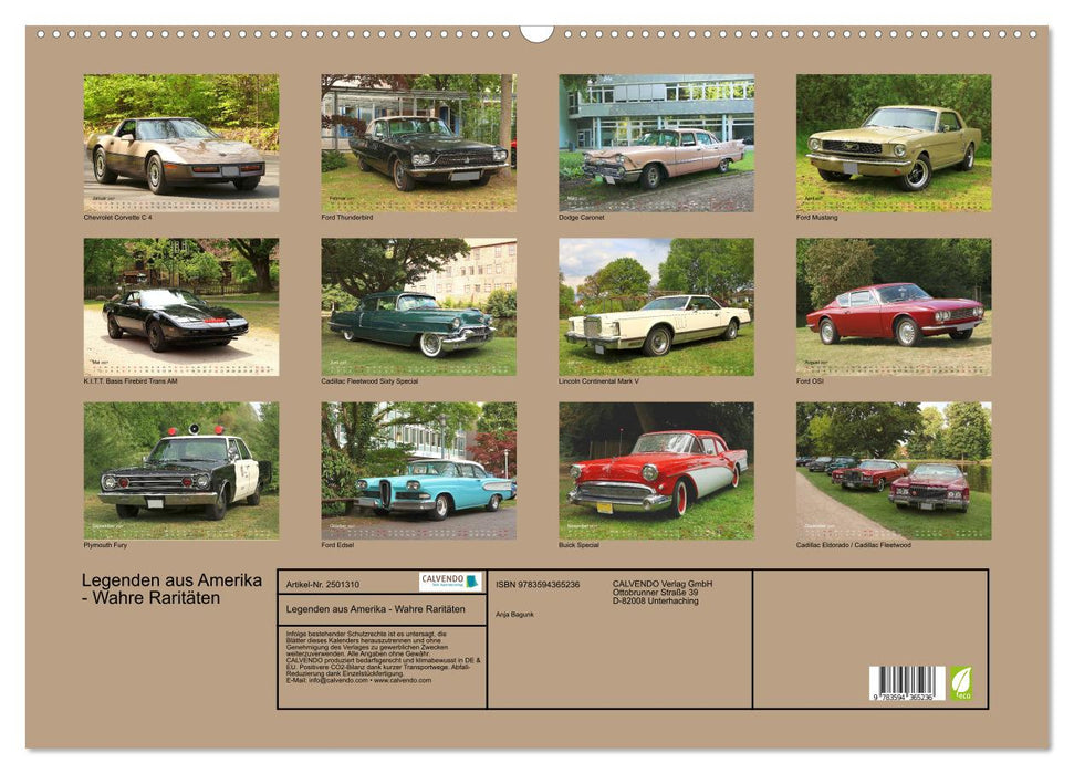 Legenden aus Amerika - Wahre Raritäten (CALVENDO Wandkalender 2027)