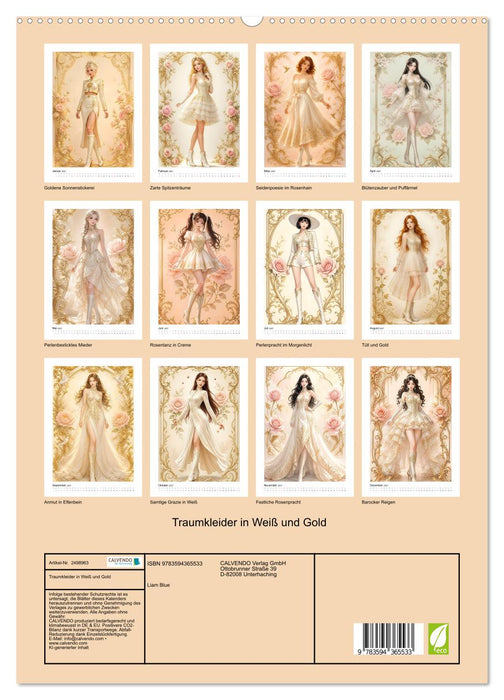 Traumkleider in Weiß und Gold (CALVENDO Premium Wandkalender 2027)