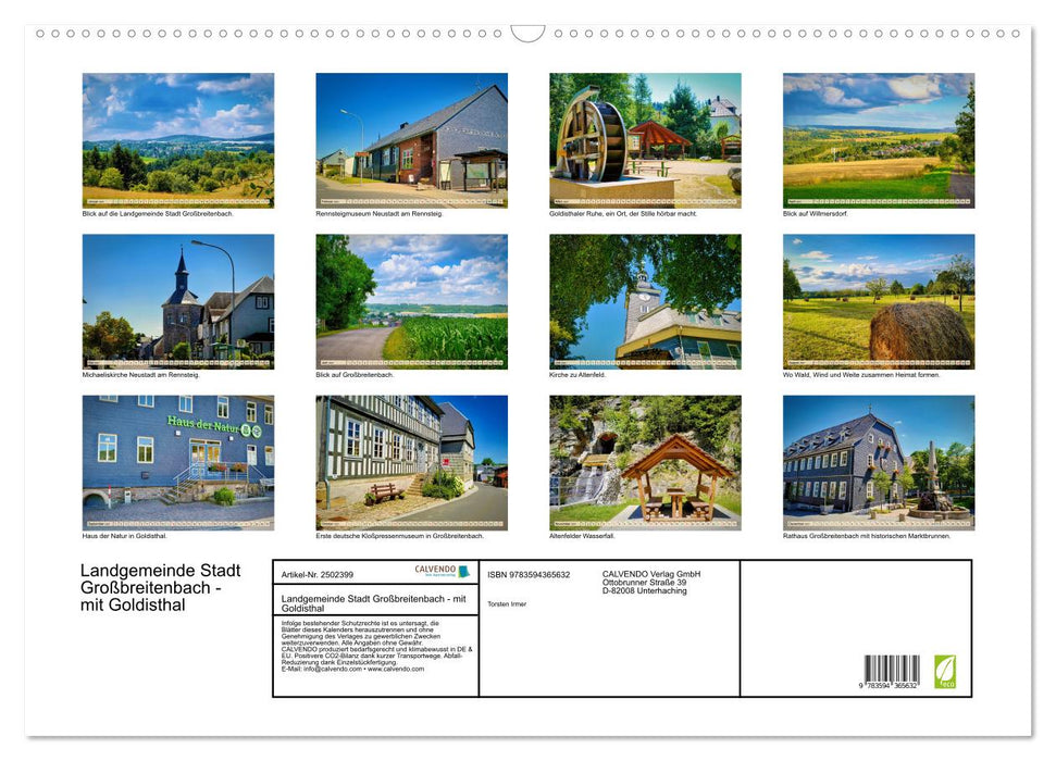 Landgemeinde Stadt Großbreitenbach - mit Goldisthal (CALVENDO Wandkalender 2027)