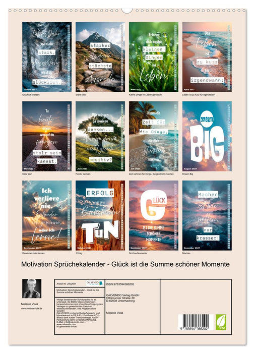 Motivation Sprüchekalender - Glück ist die Summe schöner Momente (CALVENDO Premium Wandkalender 2027)