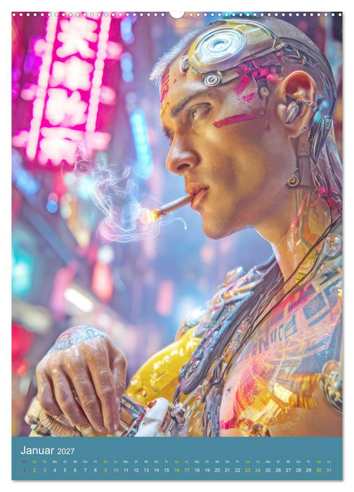 Cyberpunk - Futuristische Neonwelt (CALVENDO Premium Wandkalender 2027)