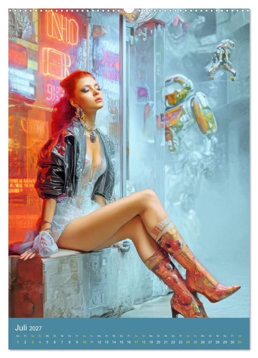 Cyberpunk - Futuristische Neonwelt (CALVENDO Premium Wandkalender 2027)