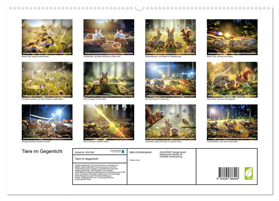 Tiere im Gegenlicht (CALVENDO Premium Wandkalender 2027)