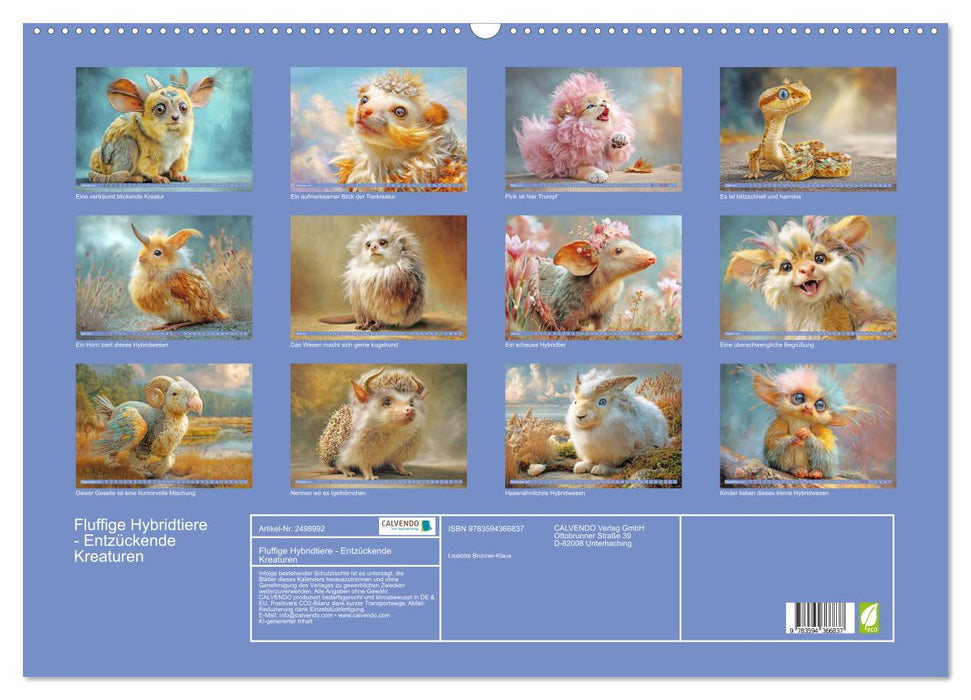 Fluffige Hybridtiere - Entzückende Kreaturen (CALVENDO Wandkalender 2027)